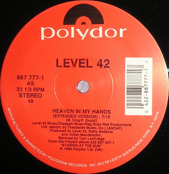 Level 42 : Heaven In My Hands (12", Single)