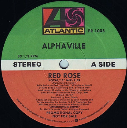 Alphaville : Red Rose (12", Single, Promo)
