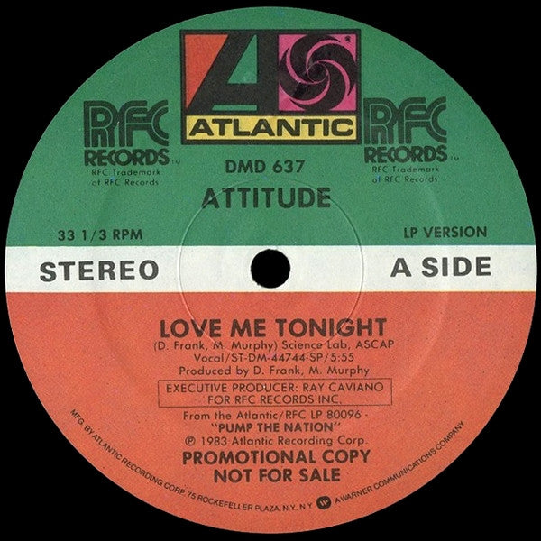Attitude : Love Me Tonight (12", Promo)