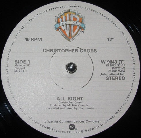 Christopher Cross : All Right (12")