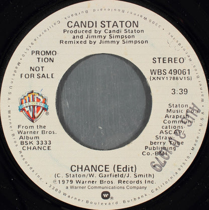 Candi Staton : Chance (7", Mono, Promo)