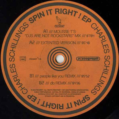 Charles Schillings : Spin It Right! EP (12", EP)