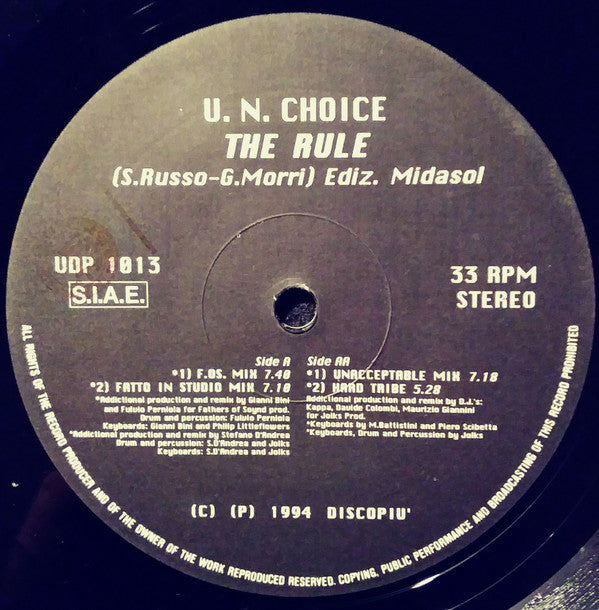 U.N. Choice : The Rule (#2 Part) (12")