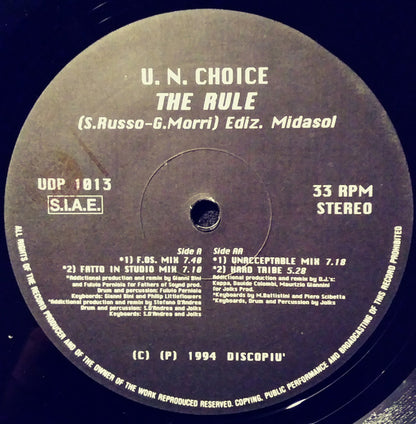 U.N. Choice : The Rule (#2 Part) (12")