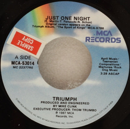 Triumph (2) : Just One Night (7", Single)