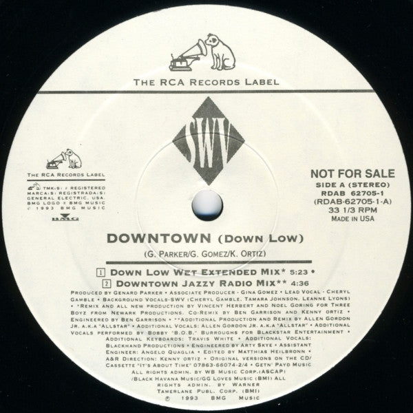 SWV : Downtown (Down Low) / Right Here (Human Nature Duet) (12", Promo)