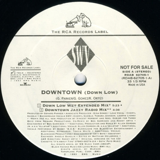 SWV : Downtown (Down Low) / Right Here (Human Nature Duet) (12", Promo)