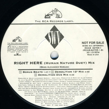 SWV : Downtown (Down Low) / Right Here (Human Nature Duet) (12", Promo)