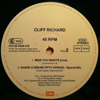Cliff Richard : Scarlet Ribbons (12")