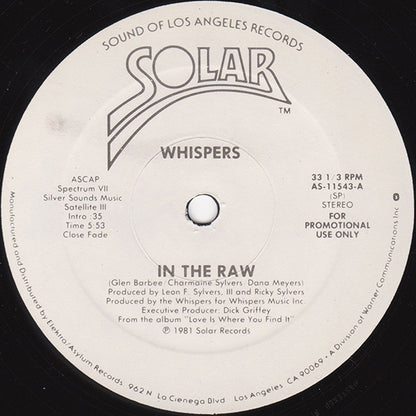 The Whispers : In The Raw (12", Promo)