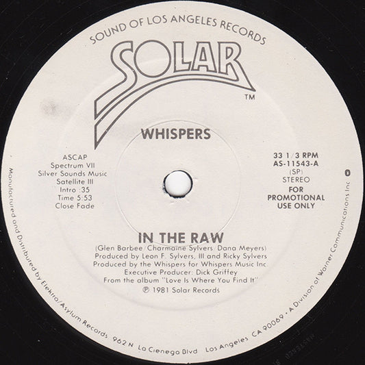 The Whispers : In The Raw (12", Promo)