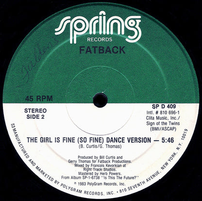 Fatback* : The Girl Is Fine (So Fine) (12")