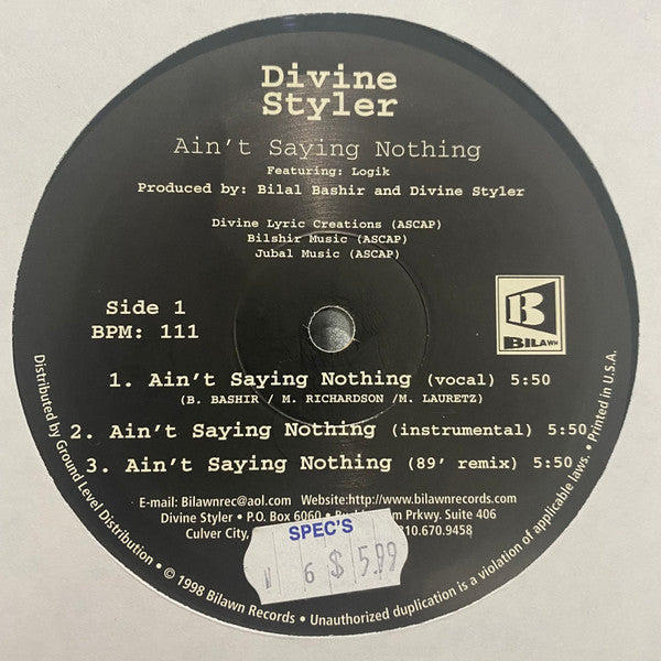 Divine Styler : Ain't Saying Nothing (12")