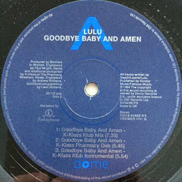 Lulu : Goodbye Baby And Amen (12")