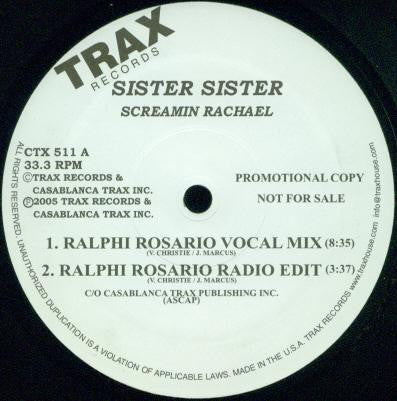 Screamin' Rachael : Sister Sister (12", Promo)