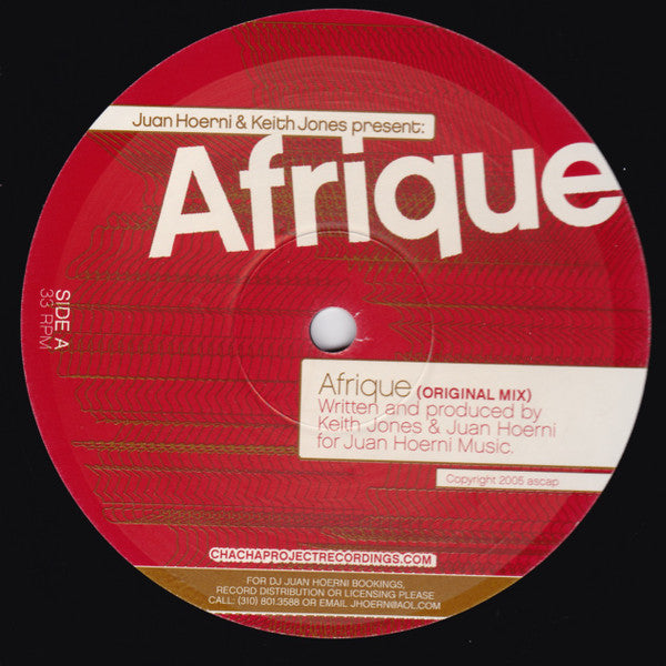 Juan Hoerni & Keith Jones (2) : Afrique (12")