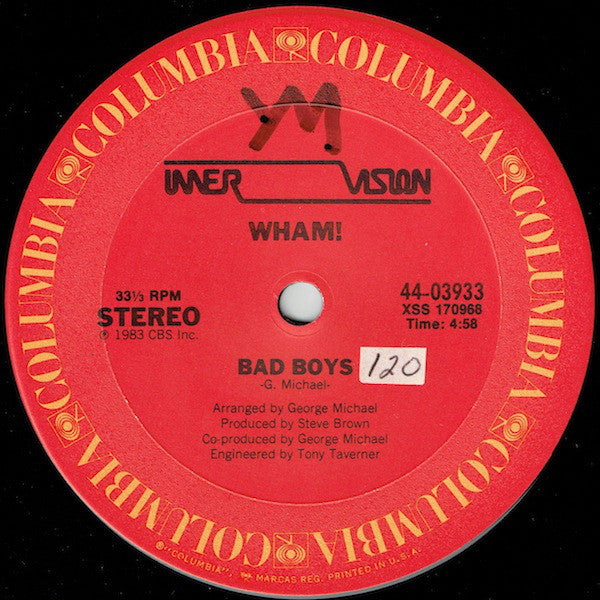 Wham! : Bad Boys (12", Single, RE, Pit)