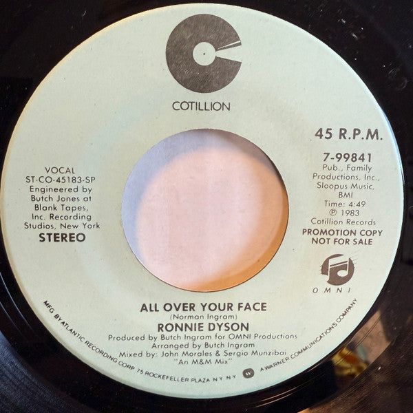 Ronnie Dyson : All Over Your Face (7", Single, Mono, Promo)