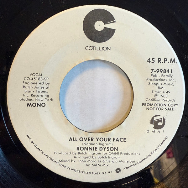 Ronnie Dyson : All Over Your Face (7", Single, Mono, Promo)