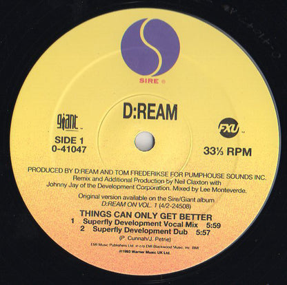 D:Ream : Things Can Only Get Better (12", Maxi)
