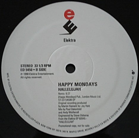 Happy Mondays : Hallelujah (12", Promo)