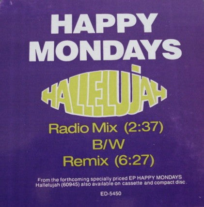 Happy Mondays : Hallelujah (12", Promo)