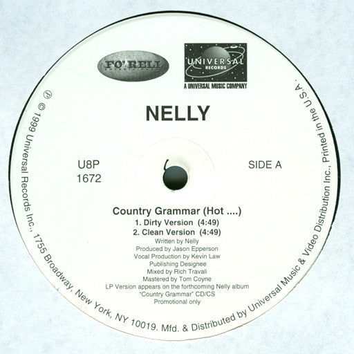 Nelly : Country Grammar (Hot ....) (12", Single, Promo)
