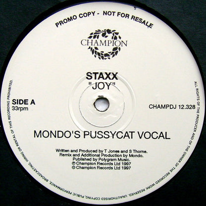 Staxx : Joy (2x12", Promo)