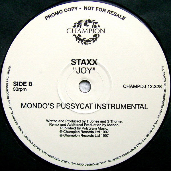 Staxx : Joy (2x12", Promo)