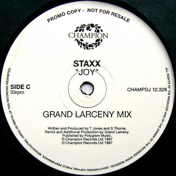 Staxx : Joy (2x12", Promo)
