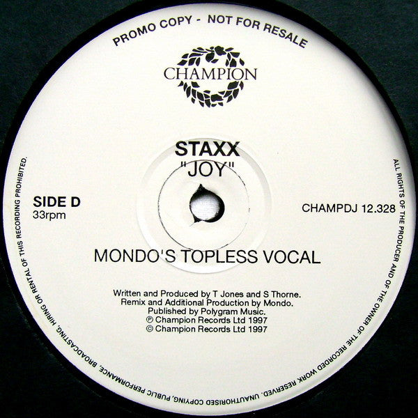 Staxx : Joy (2x12", Promo)