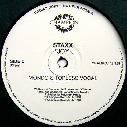 Staxx : Joy (2x12", Promo)