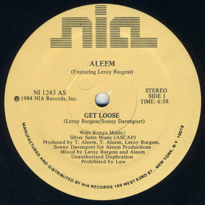 Aleem Featuring Leroy Burgess : Get Loose (12")