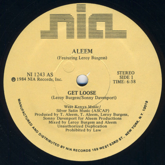 Aleem Featuring Leroy Burgess : Get Loose (12")