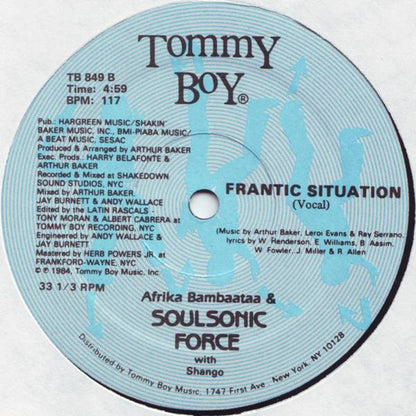 Afrika Bambaataa & Soulsonic Force With Shango : Frantic Situation (12")