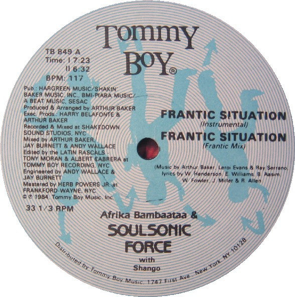 Afrika Bambaataa & Soulsonic Force With Shango : Frantic Situation (12")