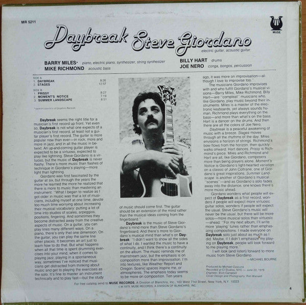 Steve Giordano : Daybreak (LP, Album)