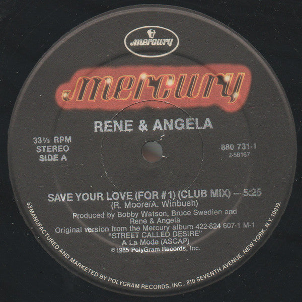 René & Angela : Save Your Love (For #1) (12")