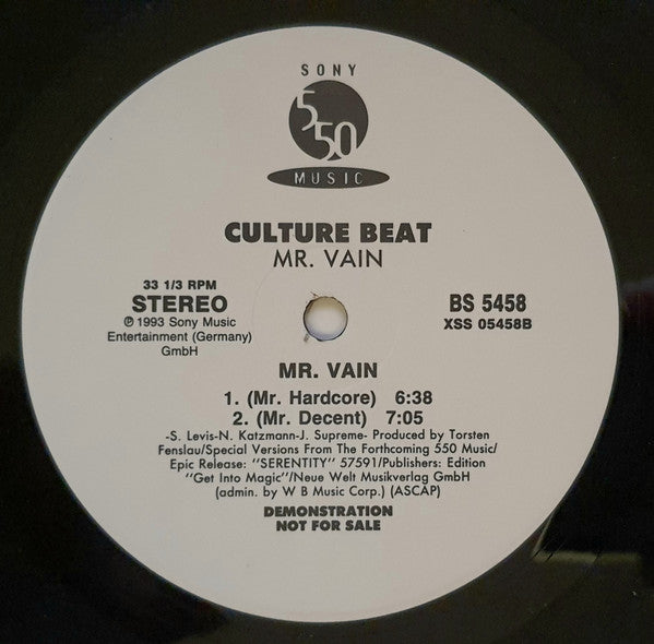 Culture Beat : Mr. Vain (Remixes) (2x12", Promo)
