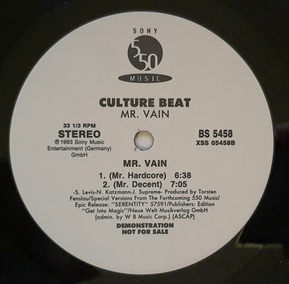 Culture Beat : Mr. Vain (Remixes) (2x12", Promo)