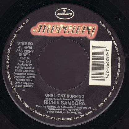 Richie Sambora : One Light Burning / River Of Love (7")