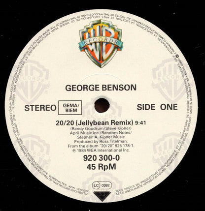 George Benson : 20/20 (Jellybean Remix) (12")