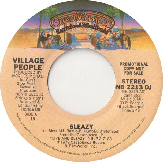 Village People : Sleazy (7", Mono, Promo, San)