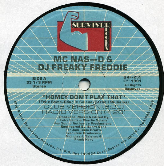 MC Nas-D & DJ Freaky Fred / Mega Mix Warrior : Homey Don't Play That / Bass That Tune Vol. II (12")