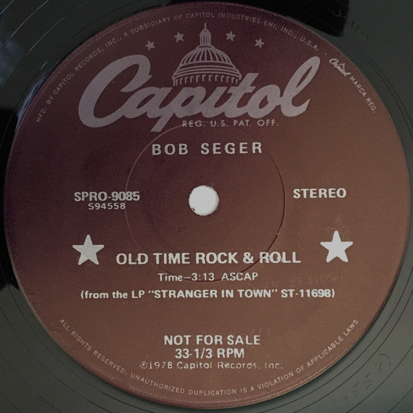 Bob Seger And The Silver Bullet Band : Old Time Rock & Roll / Sunspot Baby (12", Single, Promo)