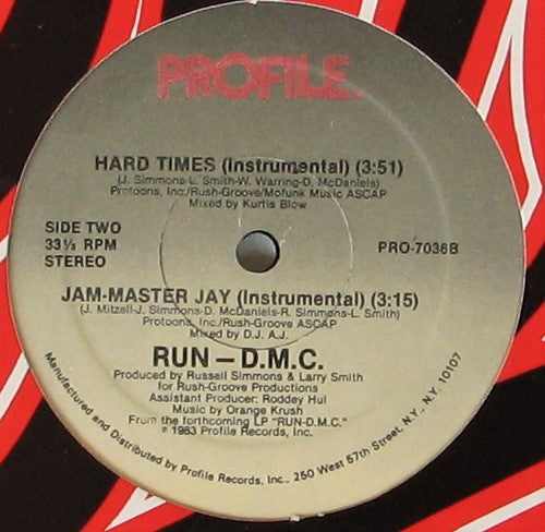 Run-D.M.C.* : Hard Times / Jam-Master Jay (12", Single)
