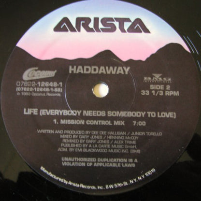 Haddaway : Life (Everybody Needs Somebody To Love) (12")