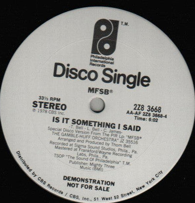 MFSB : Dance With Me Tonight (12", Promo)