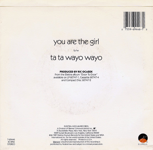The Cars : You Are The Girl (7", Single, Spe)