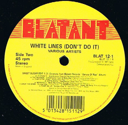 Grandmaster Flash And Melle Mel* : White Lines (Don't Do It) (12", P/Mixed)
